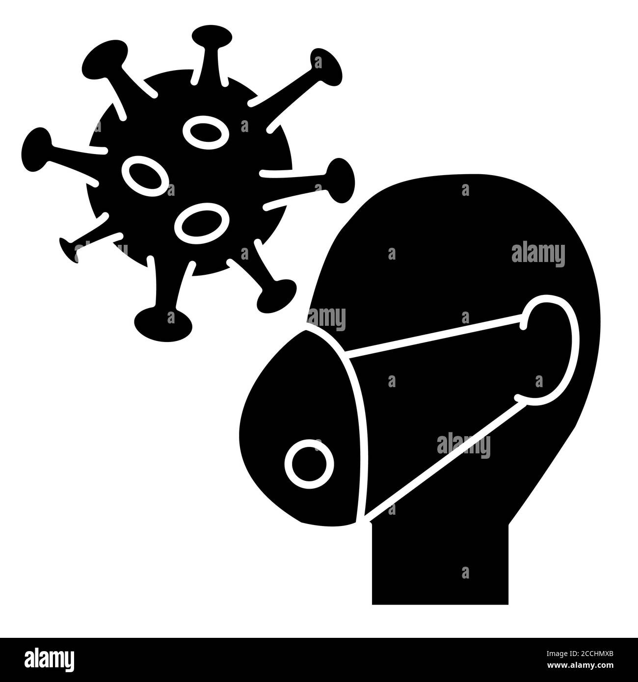 Icona Facemask Corona Glyph Foto Stock