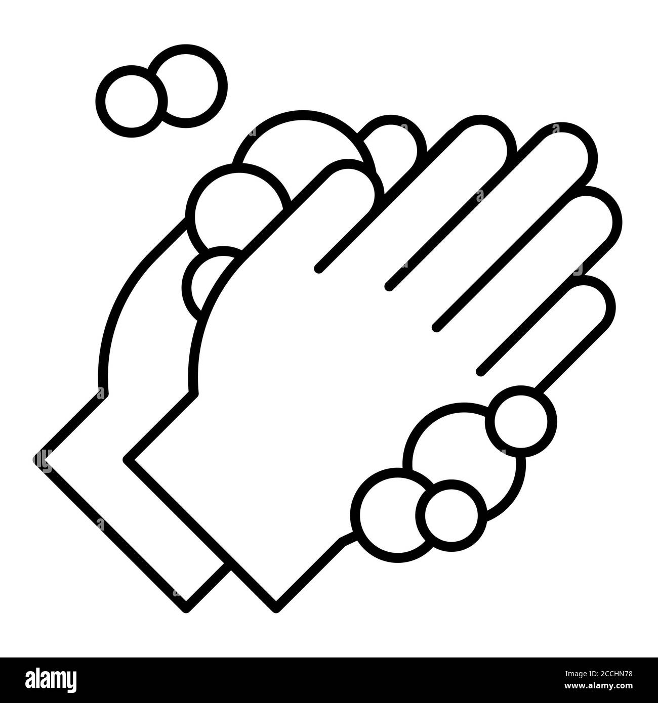 Icona linea corona mano di lavaggio Foto Stock