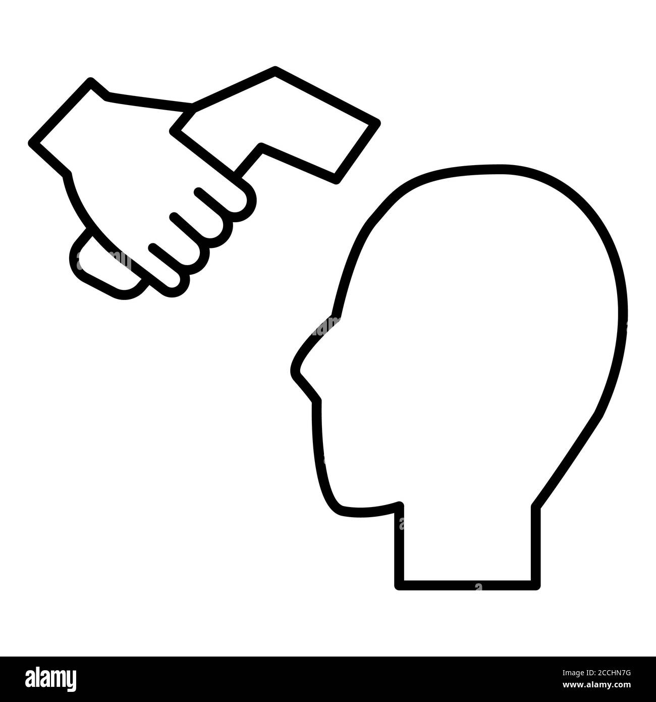 Icona della linea corona della scansione della testa Foto Stock