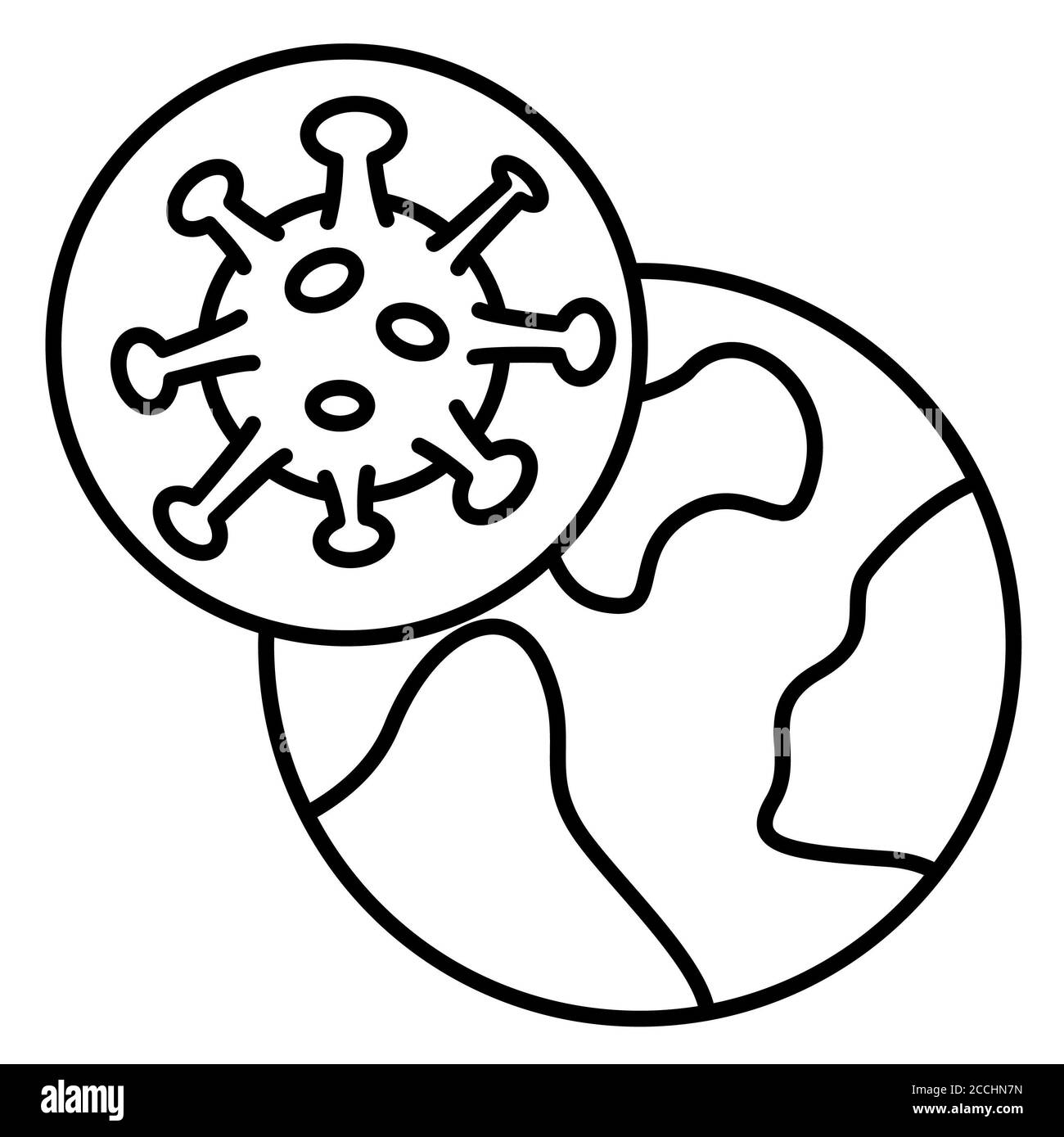 Icona della linea corona globale Foto Stock