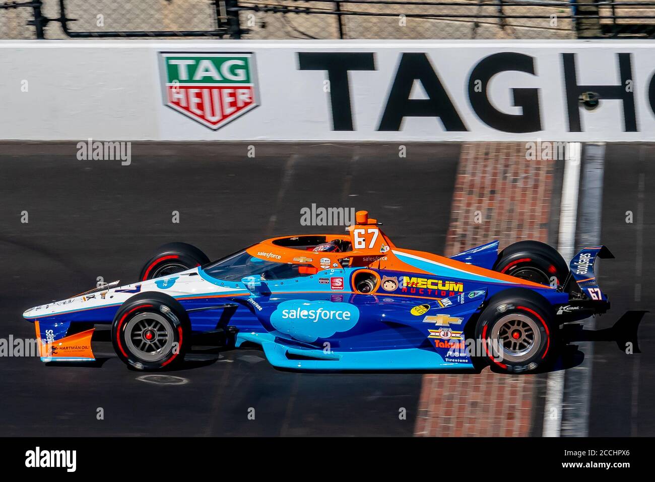 Indianapolis, Indiana, Stati Uniti. 21 Agosto 2020. JR HILDEBRAND (67) degli Stati Uniti pratica per l'Indianapolis 500 al circuito automobilistico di Indianapolis in Indianapolis, Indiana. Credit: Walter G Arce Sr Grindstone Medi/ASP/ZUMA Wire/Alamy Live News Foto Stock