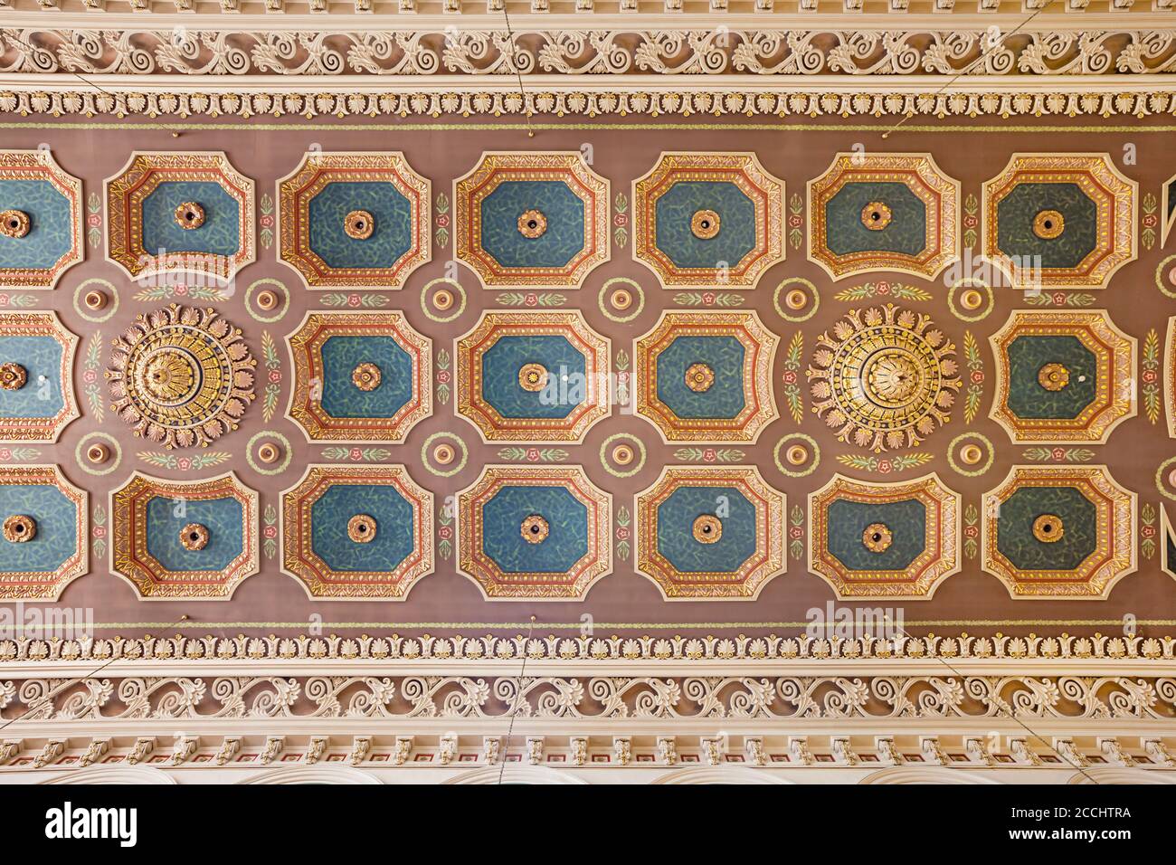 Soffitto a cassettoni della Basilica-Cattedrale di San Giovanni Battista a San Giovanni, Terranova, Canada Foto Stock