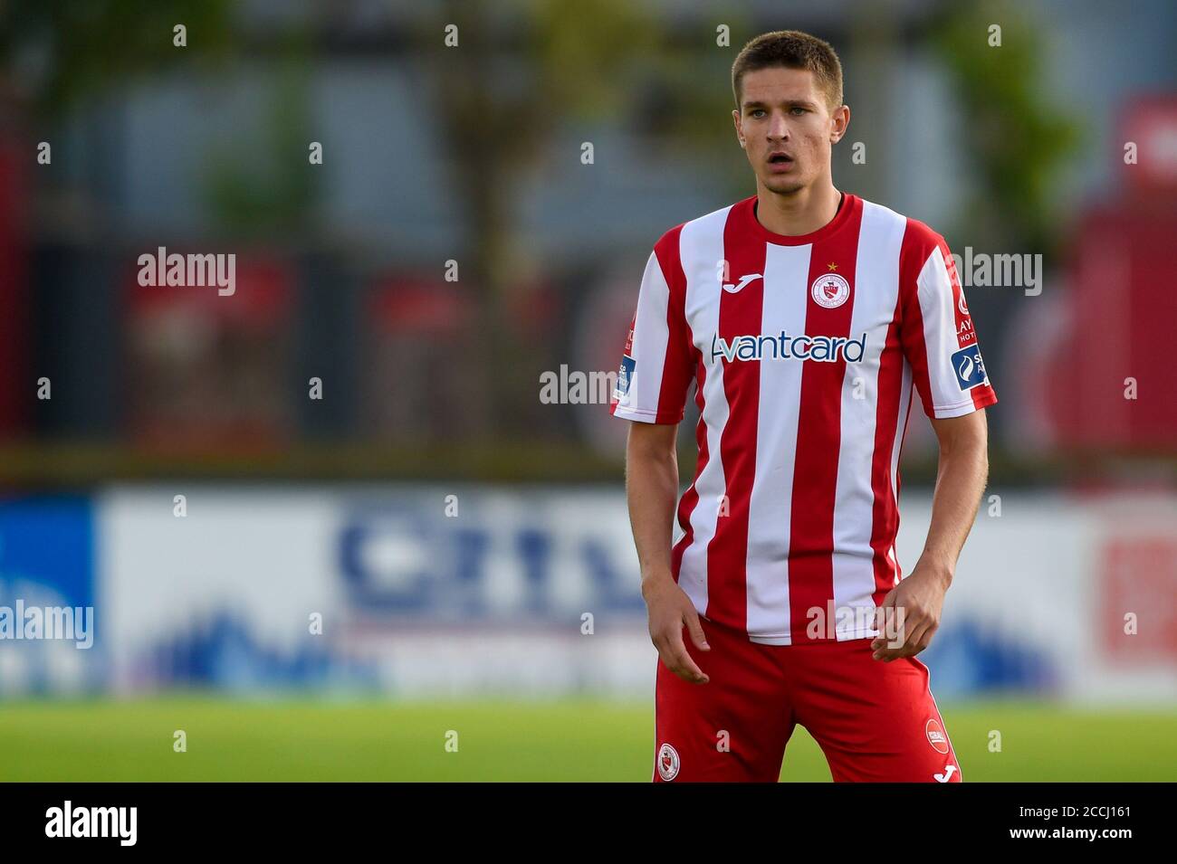 Sligo, Irlanda. 22 agosto 2020. Sigitas Olberkis di Sligo guarda durante la partita SSE Airtricity Premier Division tra Sligo Rovers e Dundalk FC presso lo Showgrounds di Sligo, Irlanda, il 22 agosto 2020 (Foto di Andrew SURMA/SIPA USA) Credit: Sipa USA/Alamy Live News Foto Stock