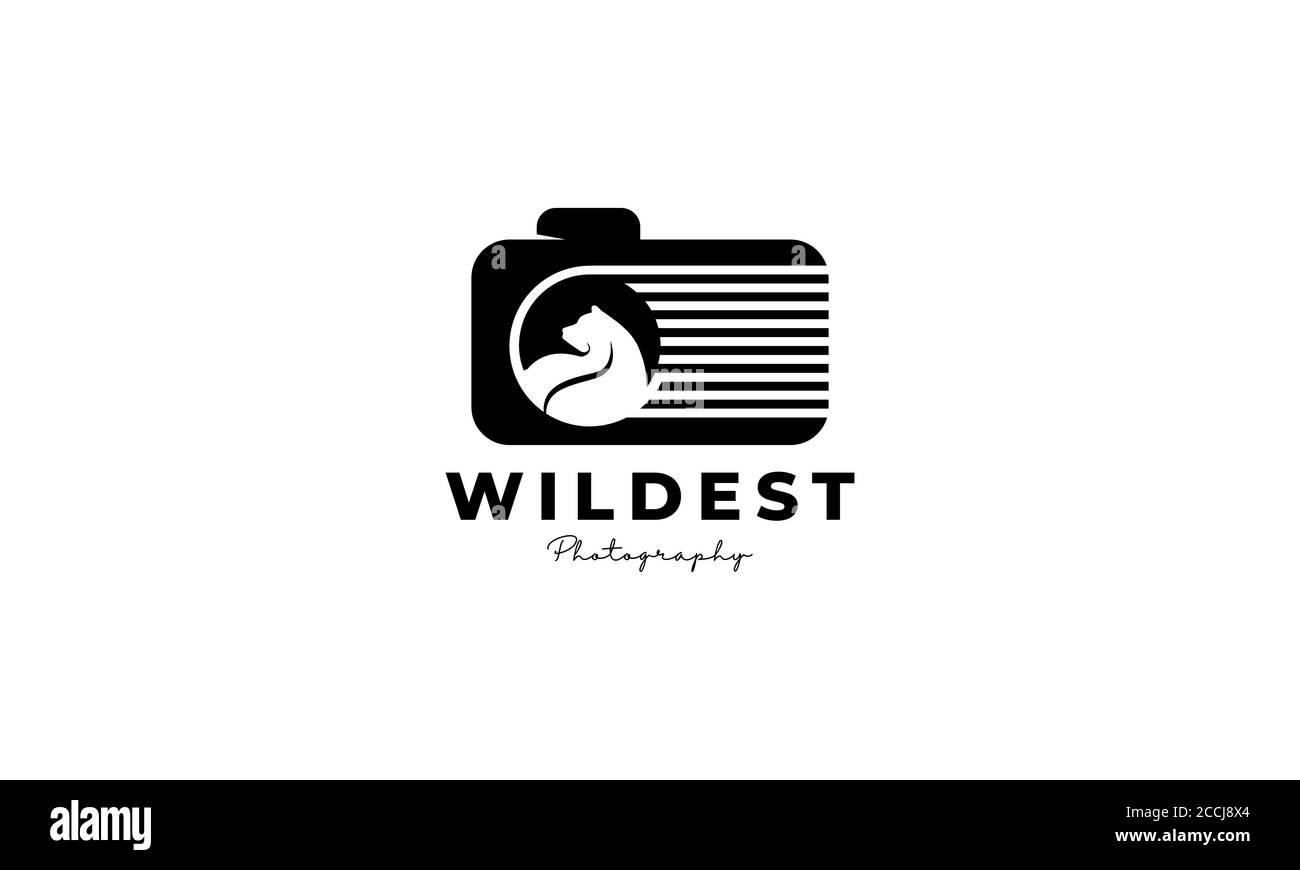 wildlife otturatore fotocamera obiettivo fotografia logo design icona modello vettoriale Illustrazione Vettoriale