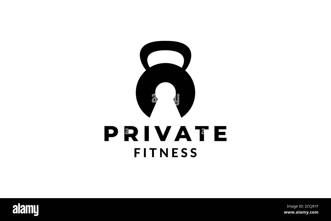 palestra fitness barbel serratura logo idee di design Illustrazione Vettoriale