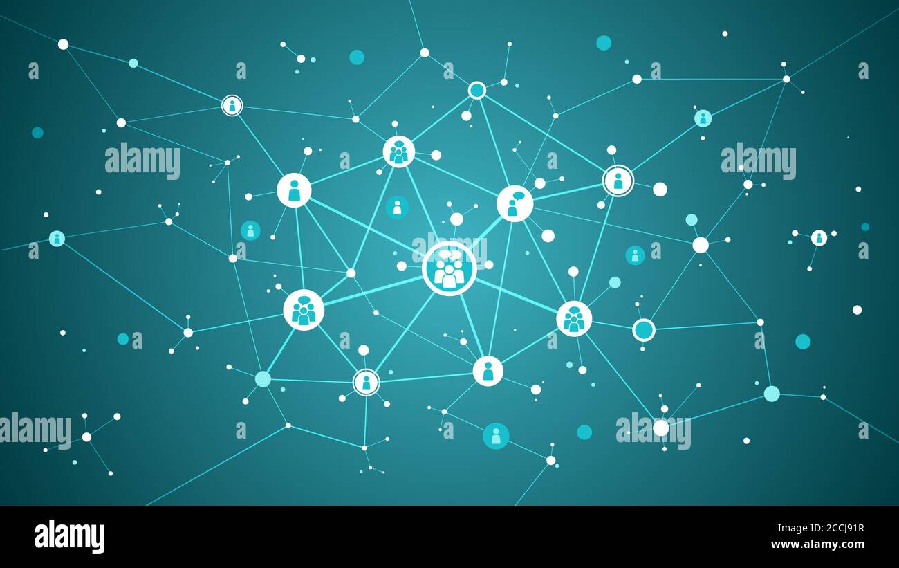 Social network background astratto, illustrazione della struttura astratta dei social media Illustrazione Vettoriale