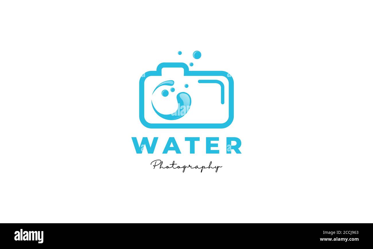 design del logo della fotografia sotto l'acqua/mare/onda/fiume Illustrazione Vettoriale