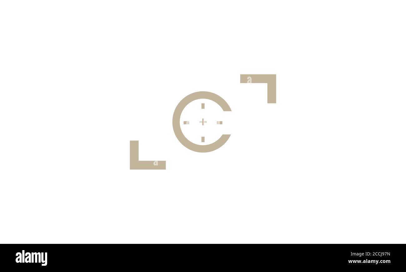 Design della fotocamera/fotografia/logo della cornice Letter C. Illustrazione Vettoriale