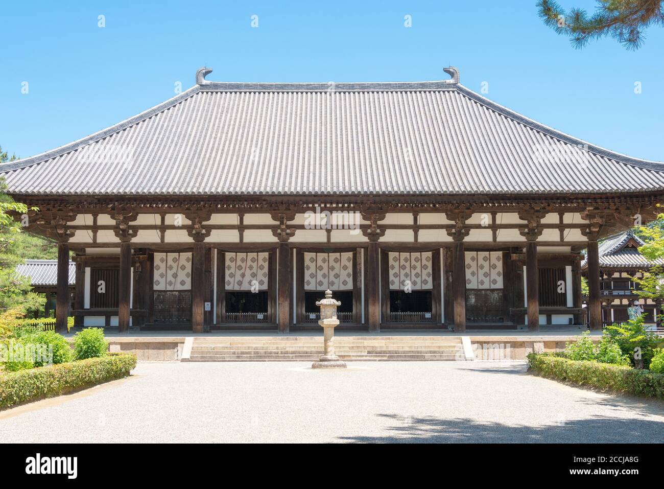 Nara, Giappone - Tempio di Toshodaiji a Nara, Giappone. Fa parte del Sito Patrimonio dell'Umanità dell'UNESCO - Monumenti storici dell'Antica Nara. Foto Stock