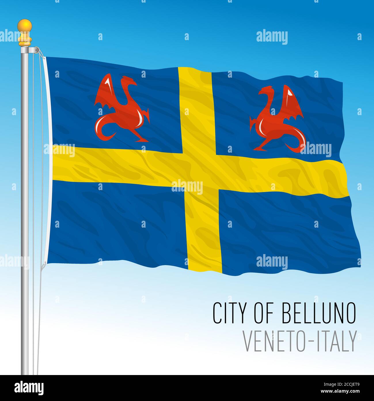 Belluno, bandiera della città e del comune, veneto, Italia, illustrazione vettoriale Illustrazione Vettoriale