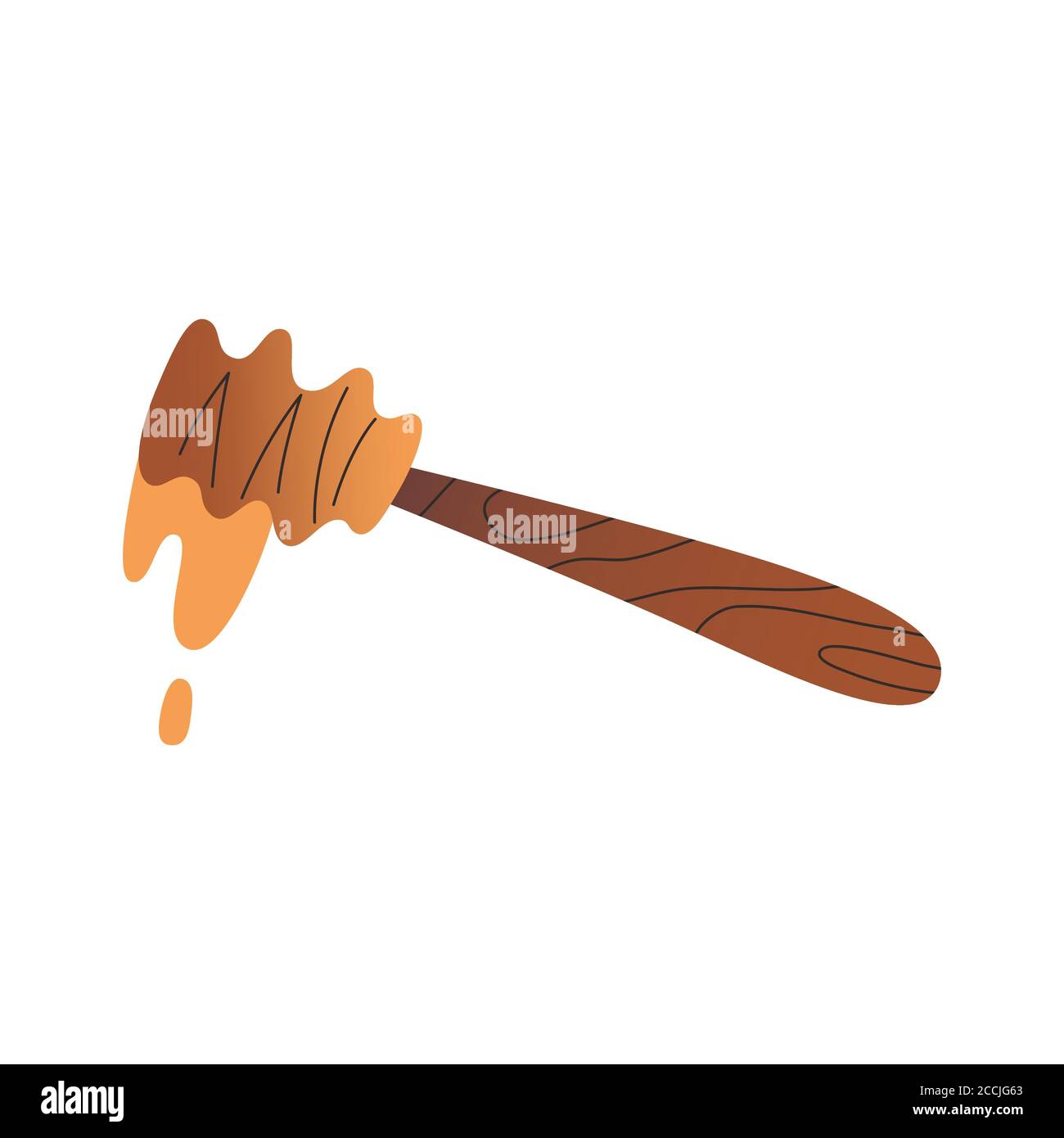 Icona cucchiaio di miele, bastone cucchiaia di miele, utenil domestico, icona vettore isolato su sfondo bianco, doodle illustrazione cartoon disegnata a mano Illustrazione Vettoriale