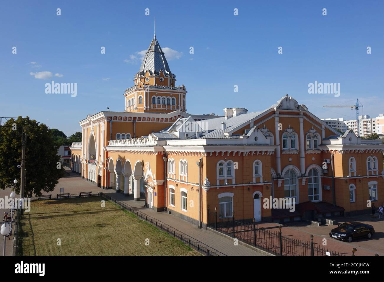 Architettura storica di Chernihiv, Ucraina. Stazione ferroviaria Foto Stock