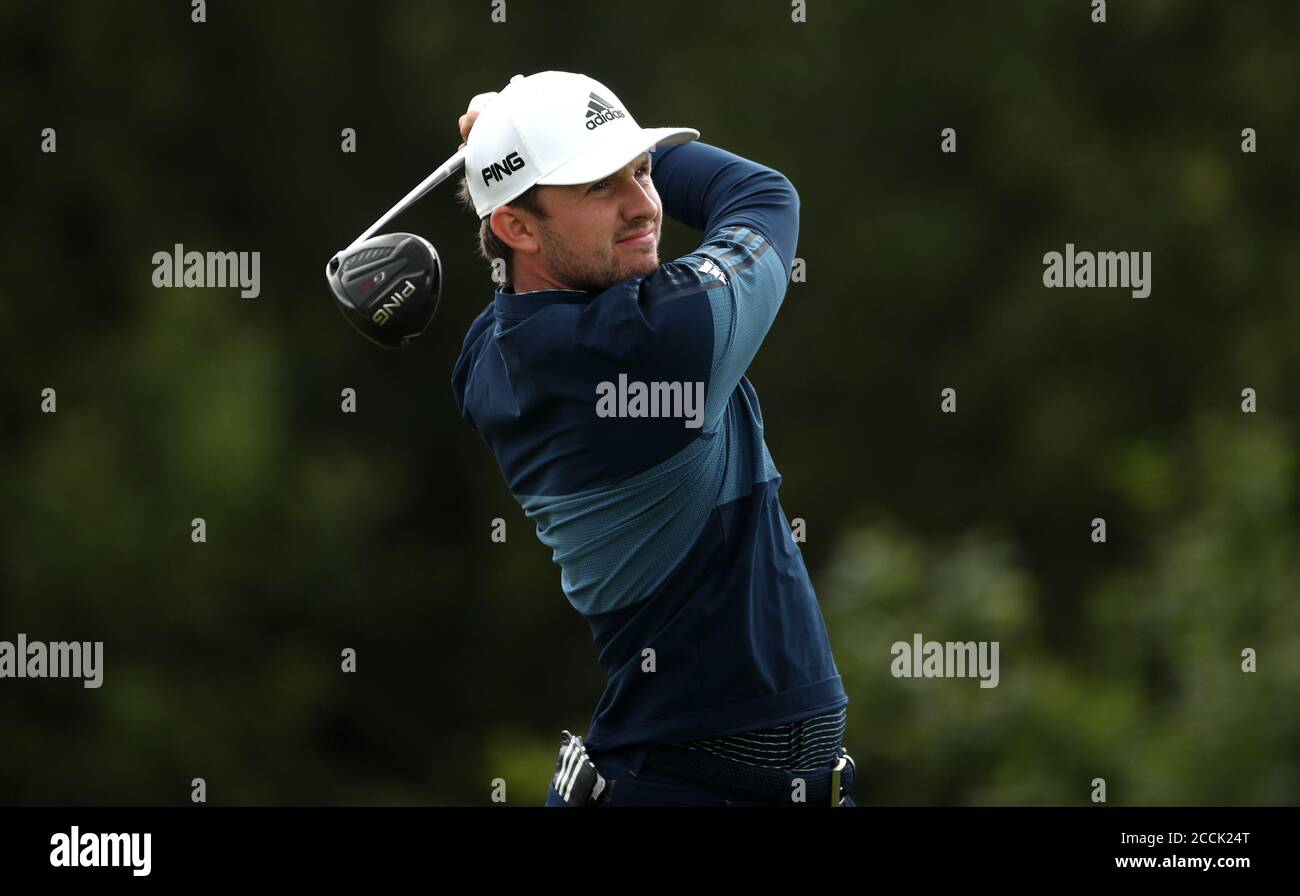 Connor Syme della Scozia all'undicesimo giorno durante il quarto giorno degli ISP Handa Wales Open al Celtic Manor Resort. Foto Stock