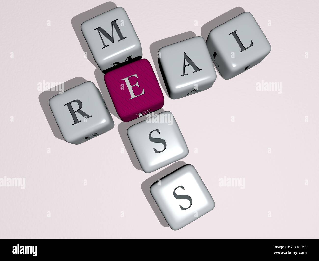 VERA crossword DI MESS da lettere cubiche dei dadi, illustrazione 3D Foto Stock