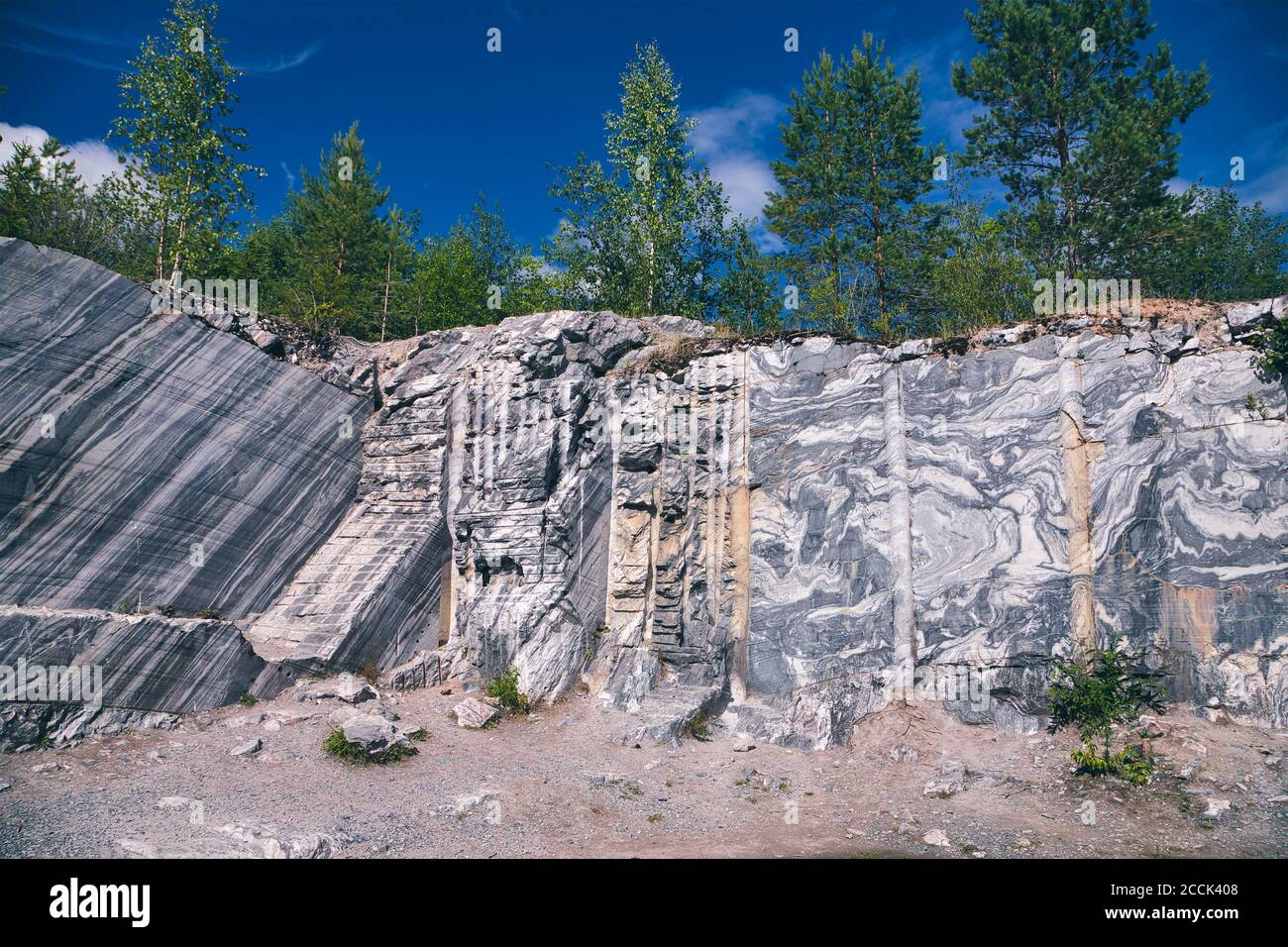 Rocce di marmo, cava italiana, Ruskeala montagna parco, Sortavala, Russia Foto Stock