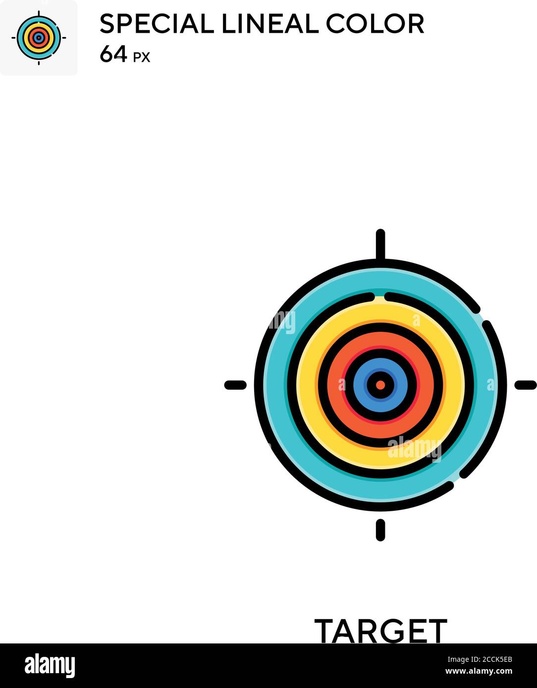 Icona colore lineare speciale target. Modello di disegno simbolo illustrazione per elemento dell'interfaccia utente Web mobile. Pittogramma moderno a colori perfetto su tratti modificabili. Illustrazione Vettoriale
