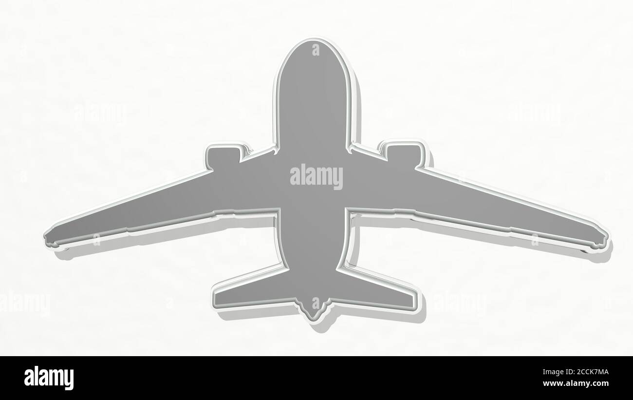 Icona disegno 3D aereo volante, illustrazione 3D Foto Stock