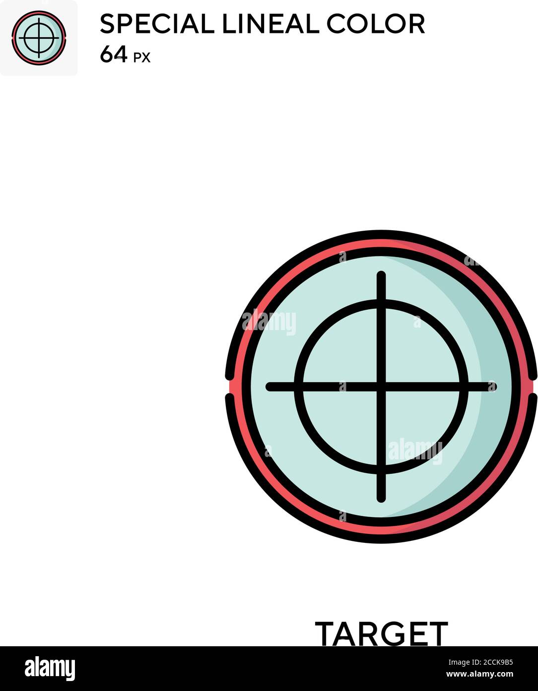 Icona colore lineare speciale target. Modello di disegno simbolo illustrazione per elemento dell'interfaccia utente Web mobile. Pittogramma moderno a colori perfetto su tratti modificabili. Illustrazione Vettoriale