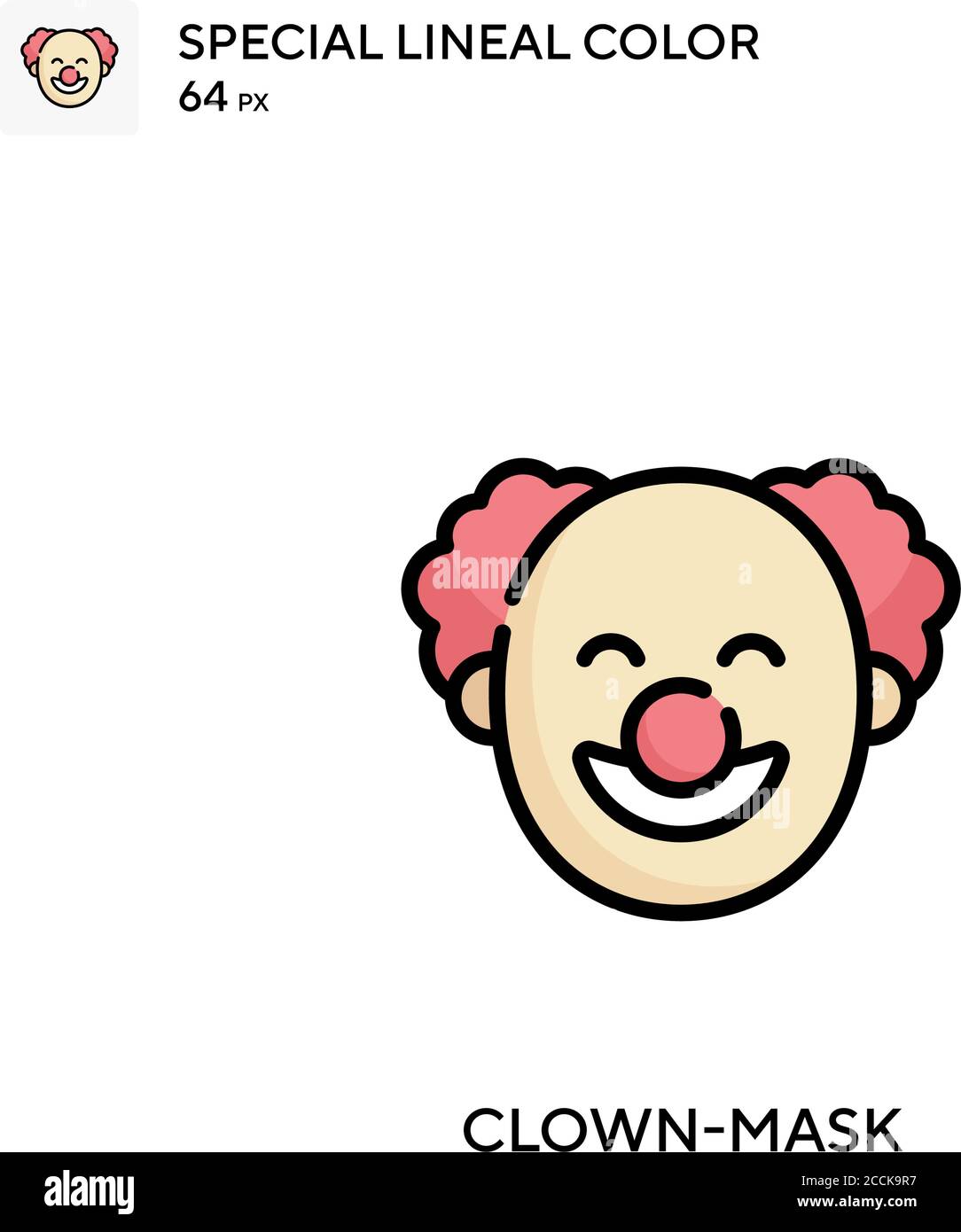Clown-mask icona colore lineare speciale. Modello di disegno simbolo illustrazione per elemento dell'interfaccia utente Web mobile. Pittogramma moderno a colori perfetto su tratti modificabili Illustrazione Vettoriale