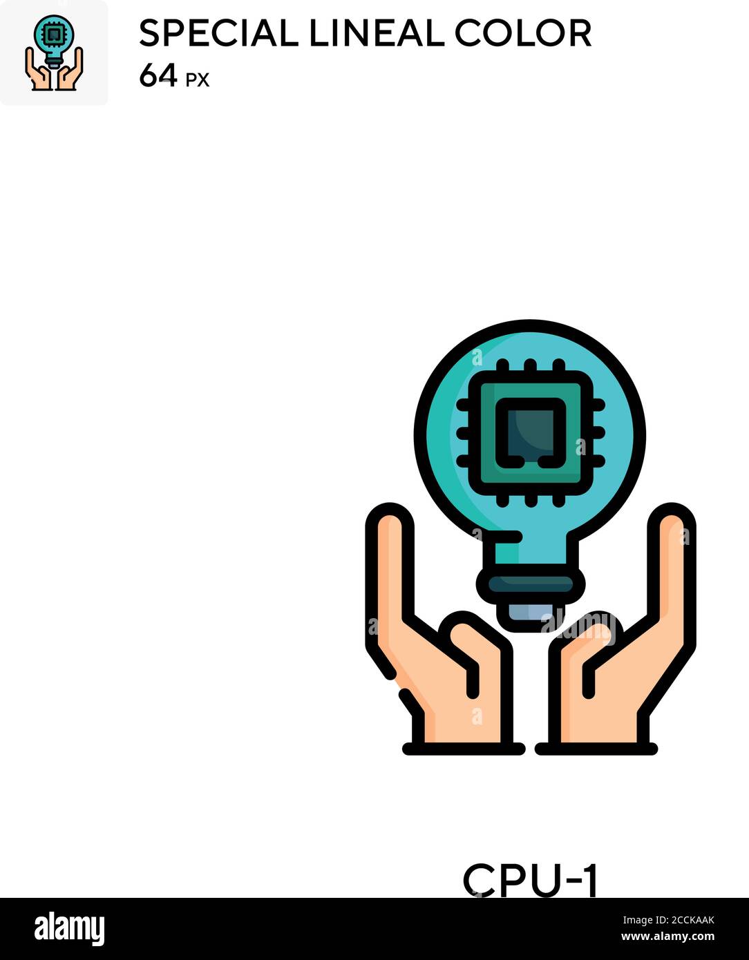 CPU-1 icona colore lineare speciale. Modello di disegno simbolo illustrazione per elemento dell'interfaccia utente Web mobile. Pittogramma moderno a colori perfetto su tratti modificabili. Illustrazione Vettoriale