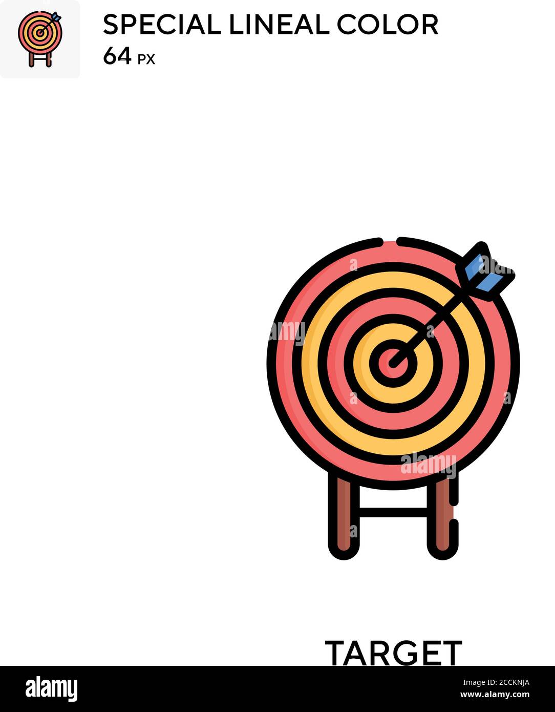Icona colore lineare speciale target. Modello di disegno simbolo illustrazione per elemento dell'interfaccia utente Web mobile. Pittogramma moderno a colori perfetto su tratti modificabili. Illustrazione Vettoriale
