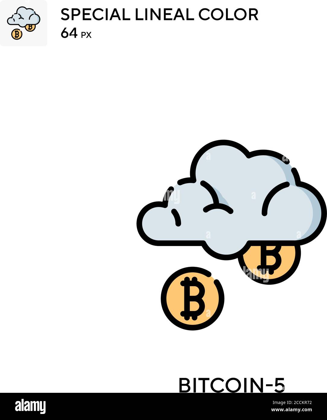 Bitcoin-5 icona a colori speciali. Modello di disegno simbolo illustrazione per elemento dell'interfaccia utente Web mobile. Pittogramma moderno a colori perfetto su tratti modificabili. Illustrazione Vettoriale