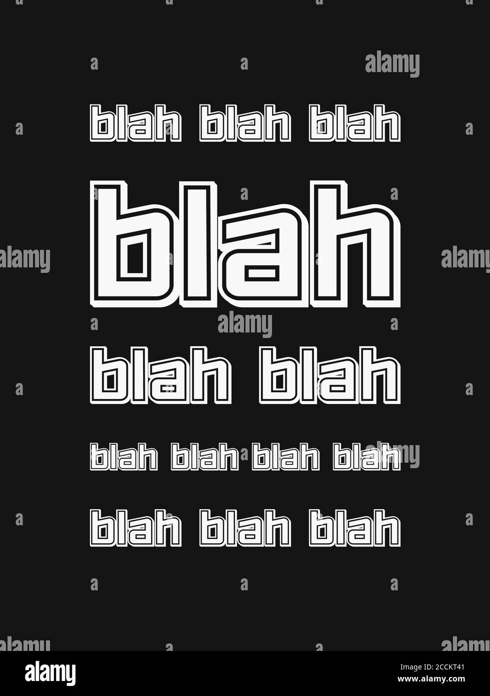 La bla, la bla, la bla dice. Concetto di parlare assurdo, parole vuote. Illustrazione divertente dell'arte del testo, composizione minimalista della scritta. Pattern senza giunture ba Foto Stock