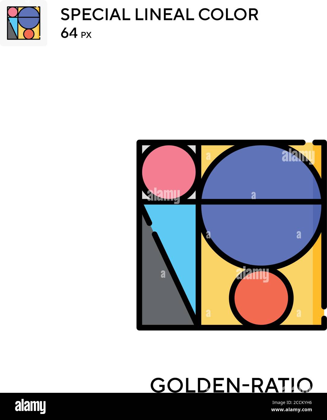 Golden-ratio icona colore lineare speciale. Modello di disegno simbolo illustrazione per elemento dell'interfaccia utente Web mobile. Pittogramma moderno a colori perfetto su stro modificabile Illustrazione Vettoriale