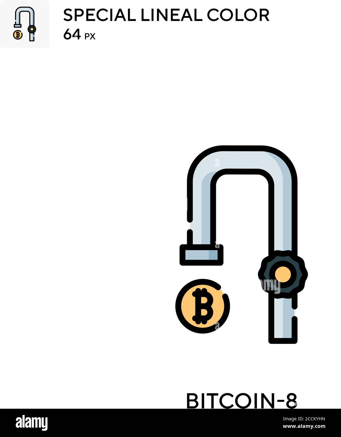 Bitcoin-8 icona a colori speciali. Modello di disegno simbolo illustrazione per elemento dell'interfaccia utente Web mobile. Pittogramma moderno a colori perfetto su tratti modificabili. Illustrazione Vettoriale