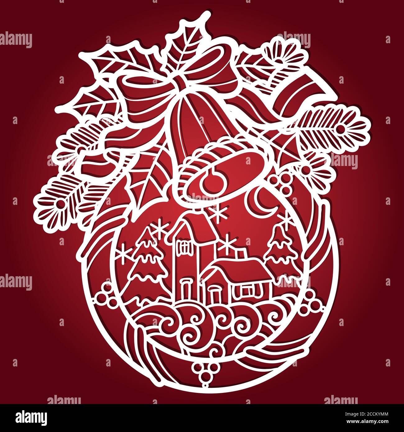 JUPPE Ornamento Campana Di Natale In Metallo Argento Con Incisione 'It's A Wonderful Life' - 75 Mm Con Ciondolo Angelo E Nastro Rosso - 2