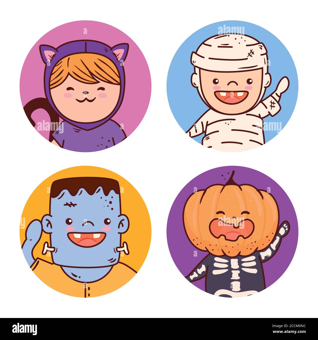 gruppo di bambini travestito per felice halloween Illustrazione Vettoriale