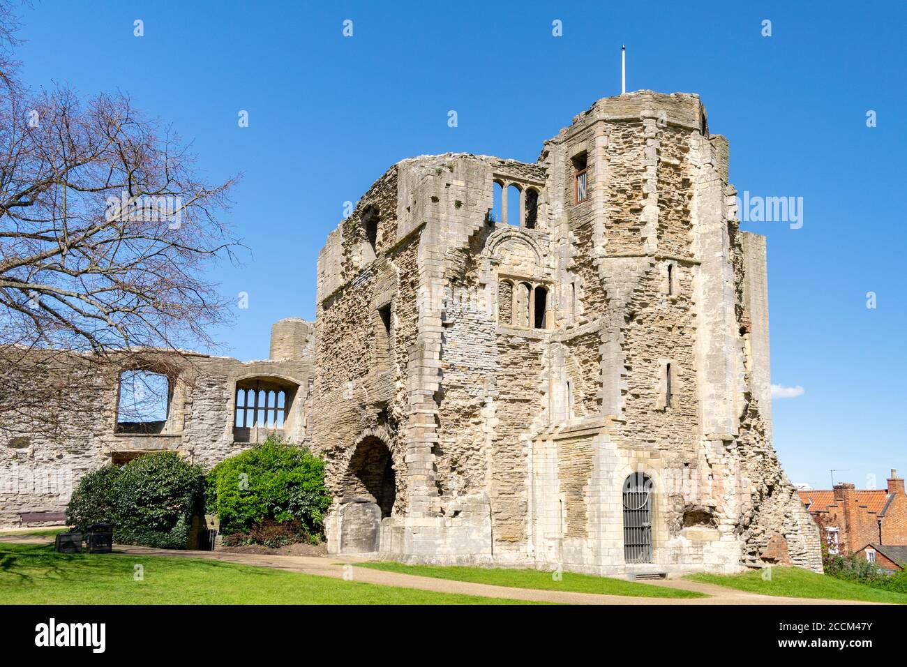 Newark sulle rovine del castello di Trent Foto Stock