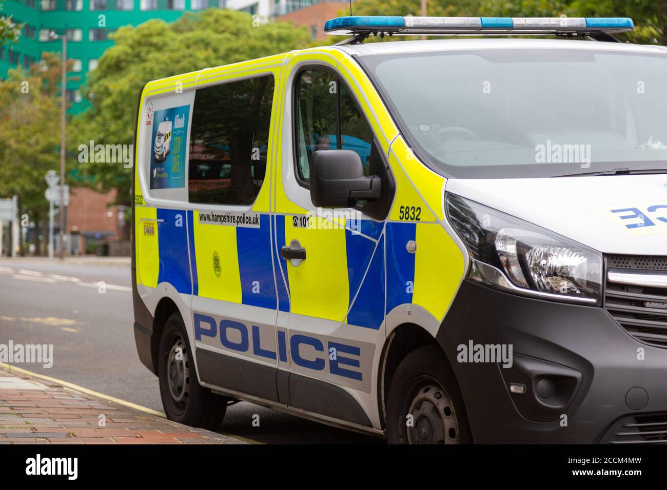 Il lato di un furgone della polizia britannica o di un carro a base di carne Foto Stock