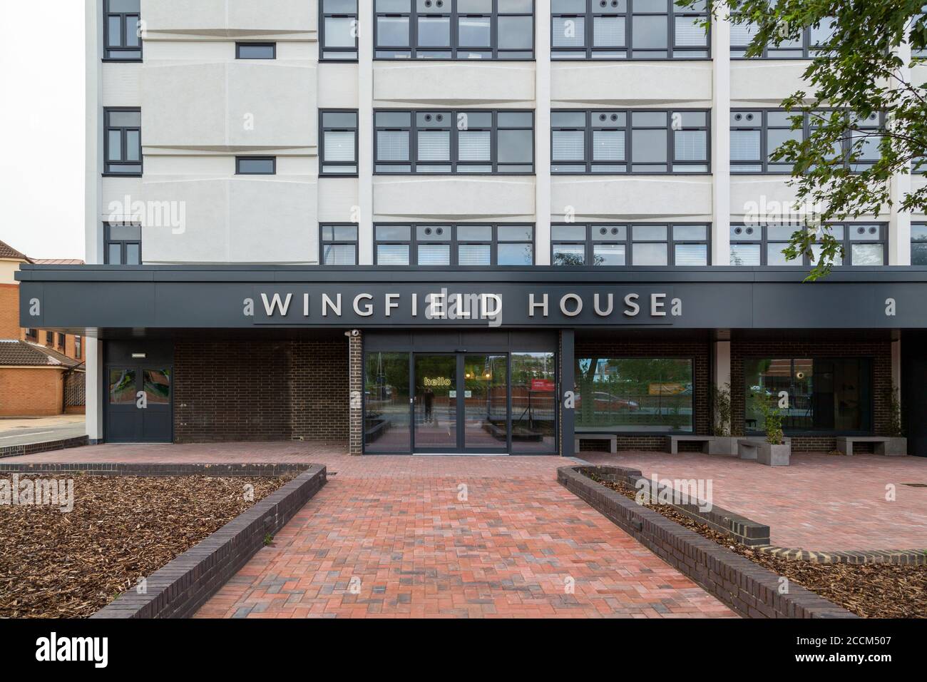 L'esterno di Wingfiled casa appartamenti per gli studenti di alloggio a Portsmouth, Regno Unito Foto Stock