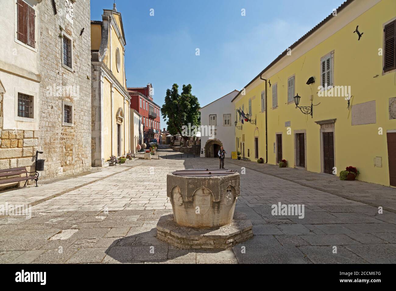 Piazza Andrea Antico, Motovun, Istria, Croazia Foto Stock