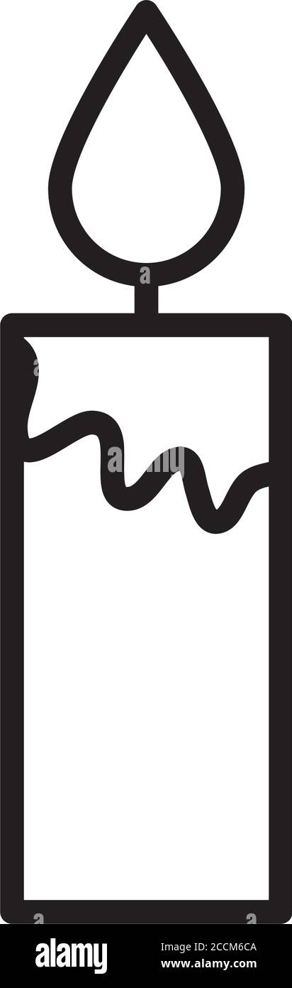 decorazione di candela che brucia disegno lineare di icona illustrazione vettoriale Illustrazione Vettoriale