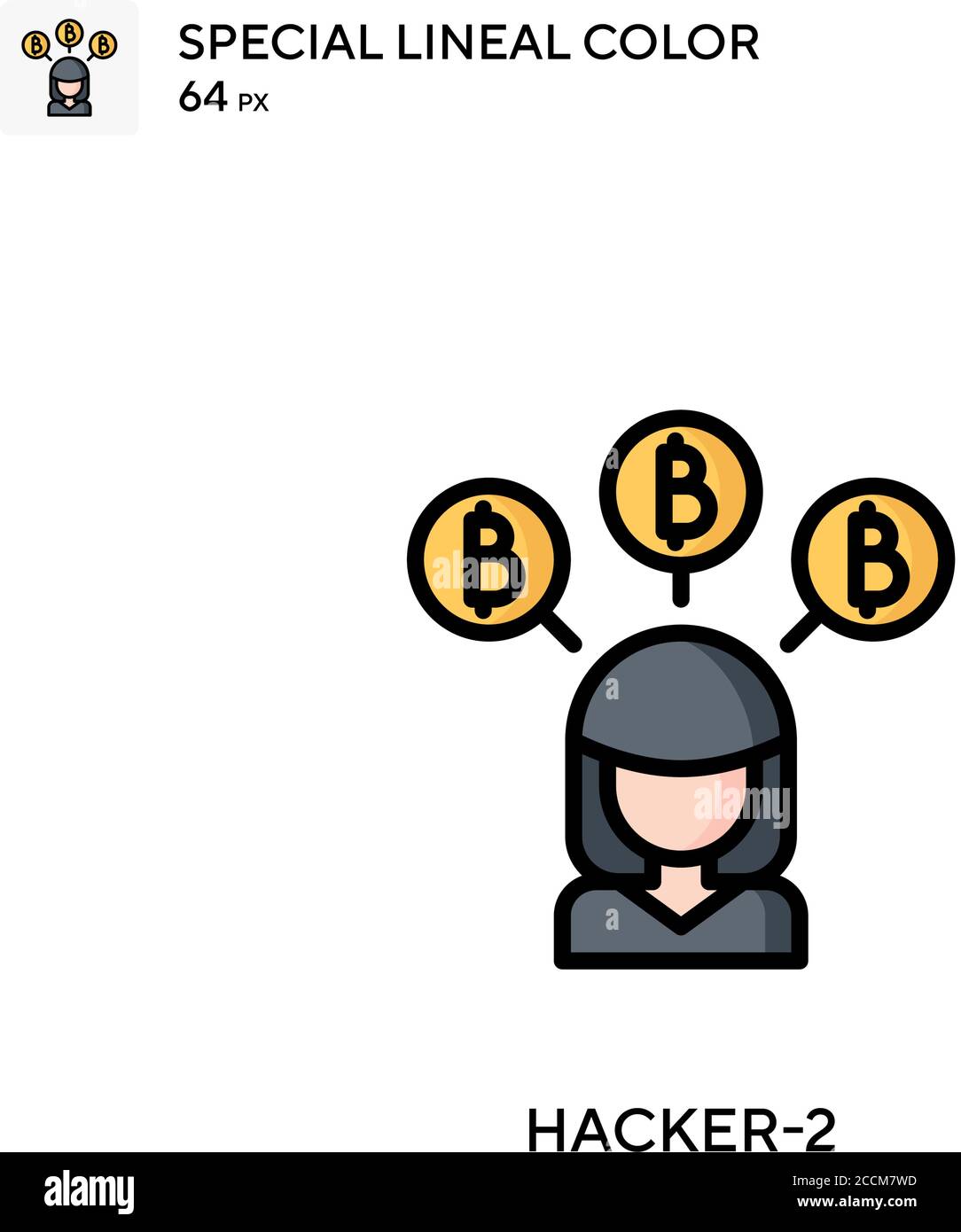 Hacker-2 icona di colore lineare speciale. Modello di disegno simbolo illustrazione per elemento dell'interfaccia utente Web mobile. Pittogramma moderno a colori perfetto su tratti modificabili. Illustrazione Vettoriale