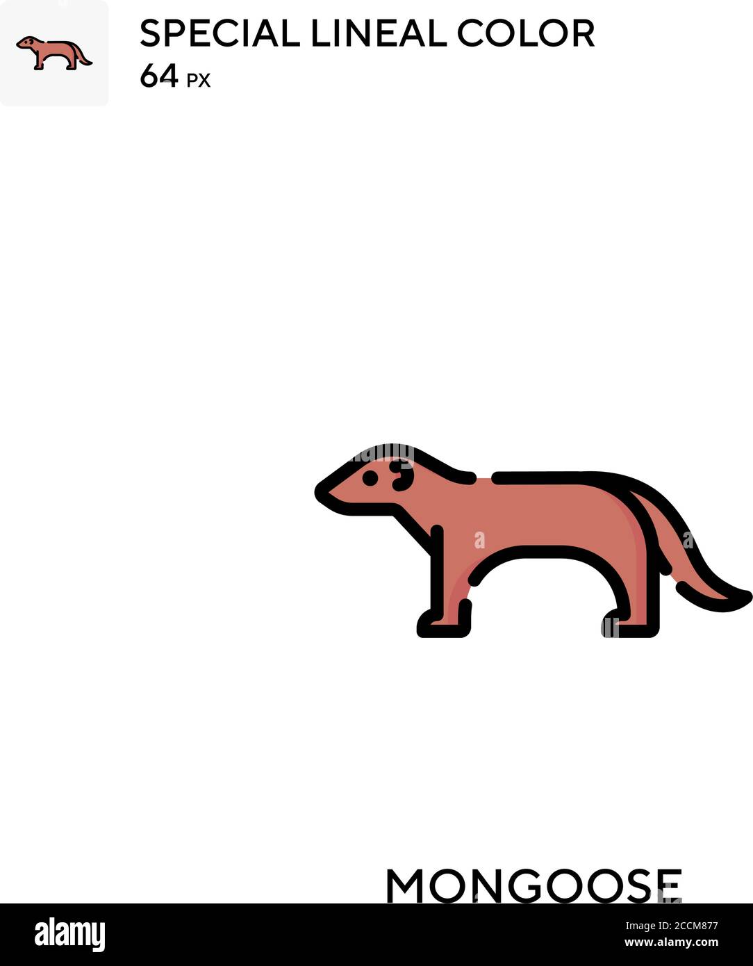 Mongoose icona colore lineare speciale. Modello di disegno simbolo illustrazione per elemento dell'interfaccia utente Web mobile. Pittogramma moderno a colori perfetto su tratti modificabili. Illustrazione Vettoriale