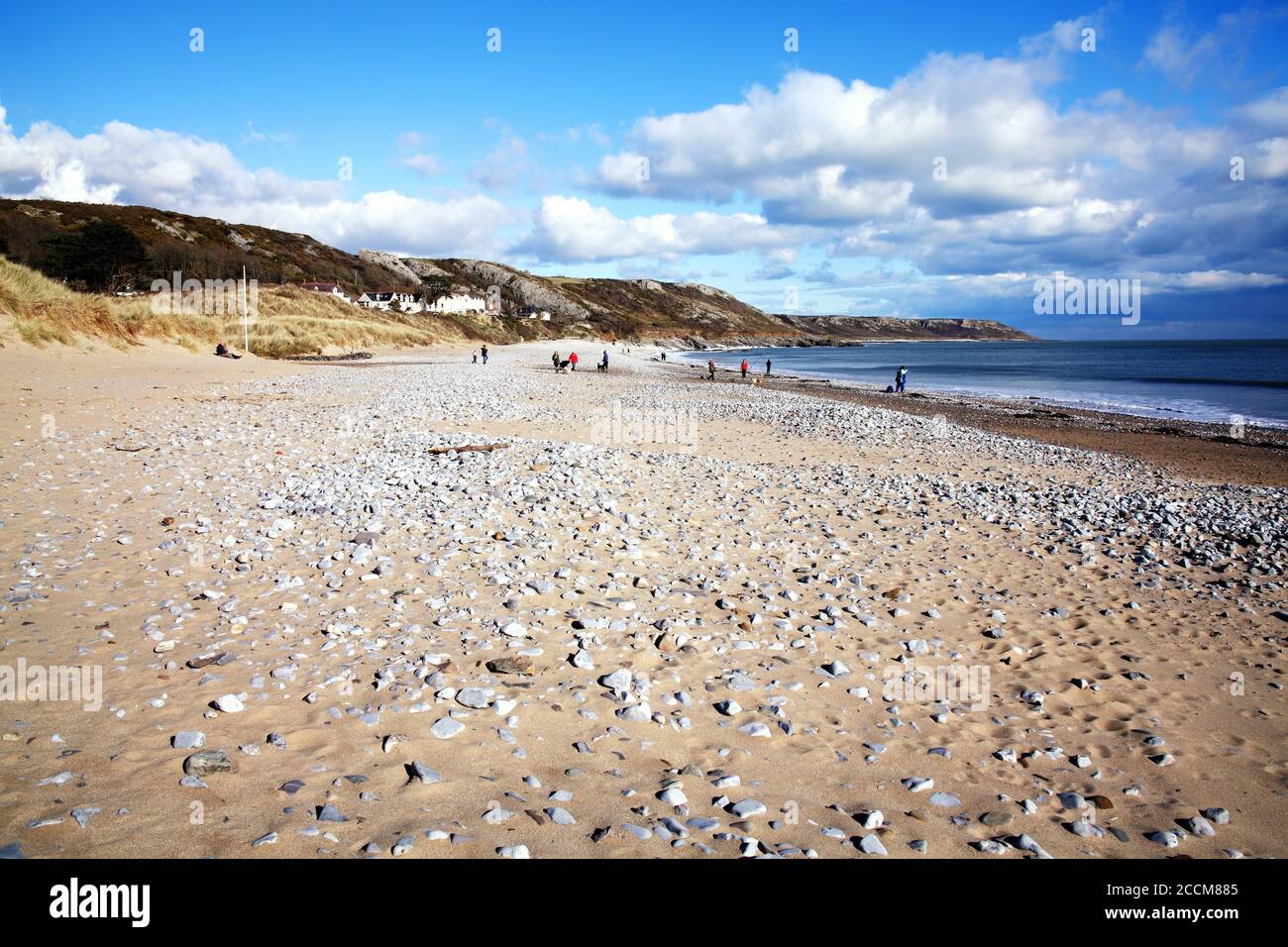Port Eynon, West Glamorgan,Wales, UK, 5 marzo 2016 : Port Eynon Bay Resort una spiaggia di sabbia sulla penisola di Gower un popolare viaggio d Foto Stock