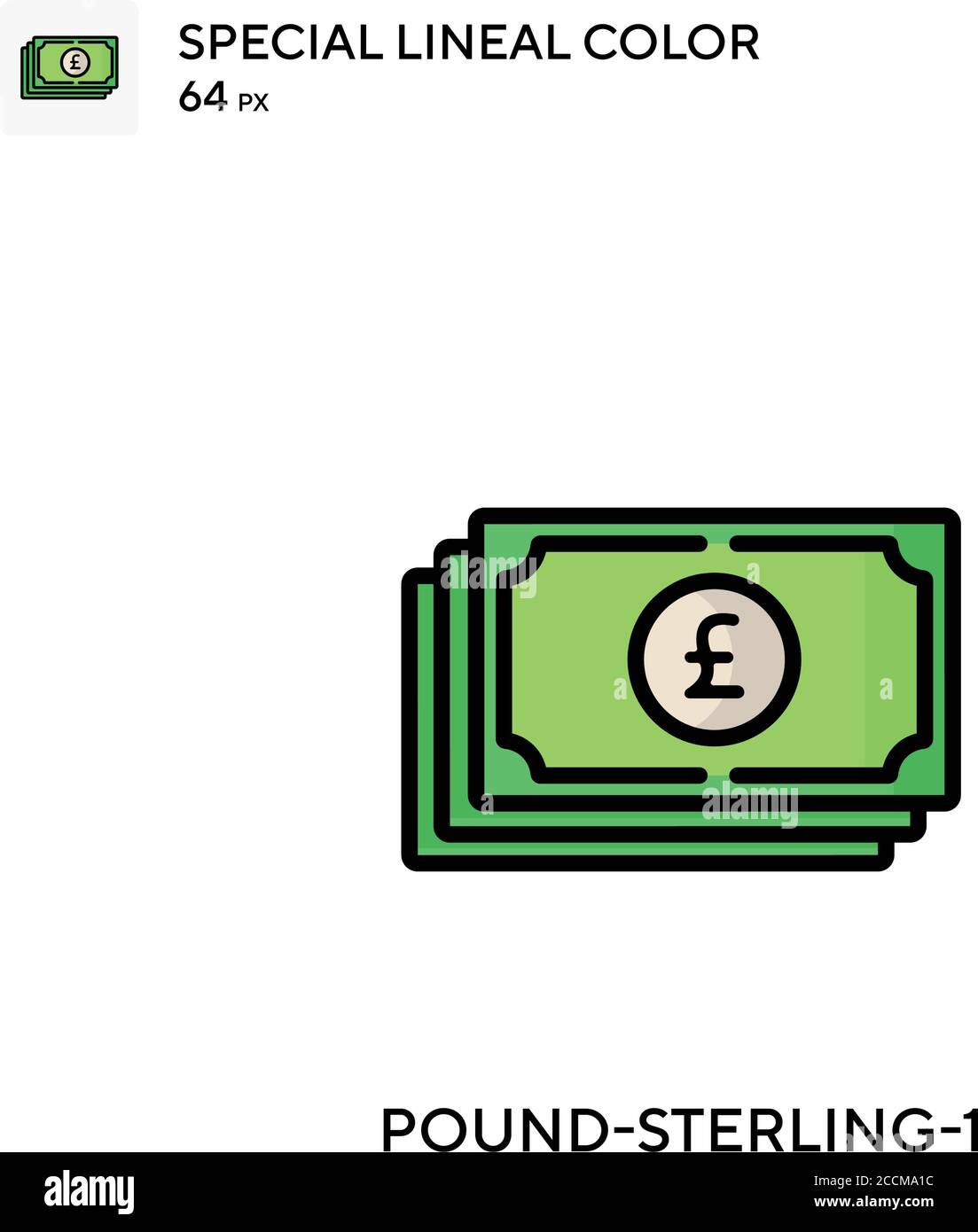 Libbra-sterling-1 icona di colore lineare speciale. Modello di disegno simbolo illustrazione per elemento dell'interfaccia utente Web mobile. Pittogramma moderno a colori perfetto su modificabile Illustrazione Vettoriale
