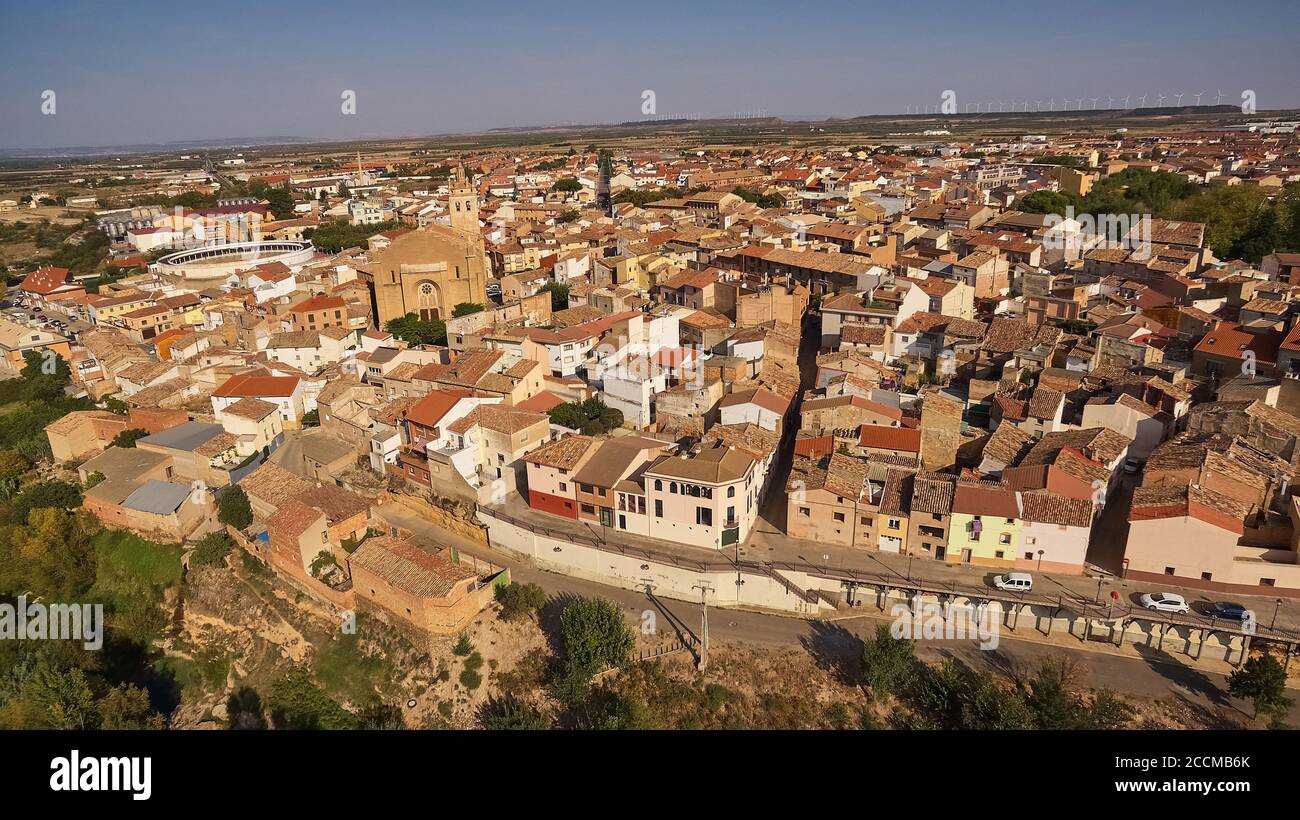Vista panoramica del villaggio di Cintruenigo nella provincia di Navarra, Spagna Foto Stock