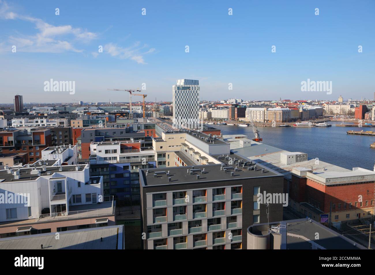 Vista aerea del terminal ovest di Helsinki, Finlandia Foto Stock