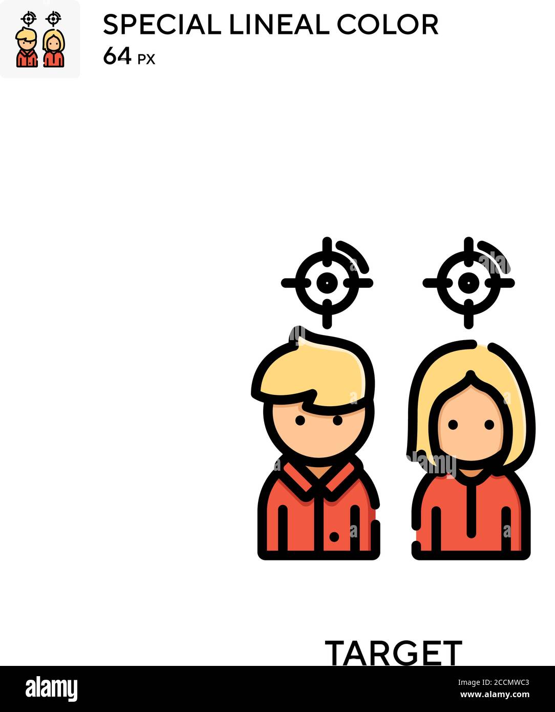 Icona colore lineare speciale target. Modello di disegno simbolo illustrazione per elemento dell'interfaccia utente Web mobile. Pittogramma moderno a colori perfetto su tratti modificabili. Illustrazione Vettoriale