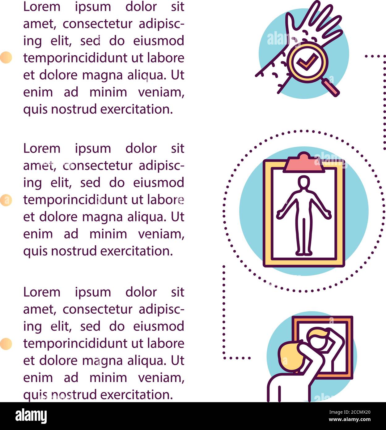 Icona del concetto di autoesame con testo Illustrazione Vettoriale