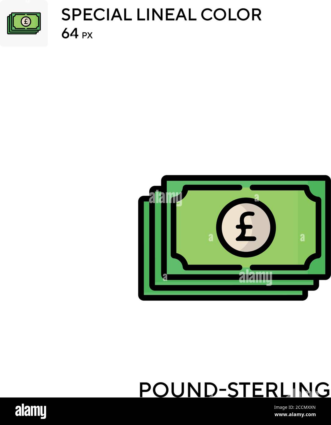 Libbra-sterling icona di colore lineare speciale. Modello di disegno simbolo illustrazione per elemento dell'interfaccia utente Web mobile. Pittogramma moderno a colori perfetto su st modificabile Illustrazione Vettoriale