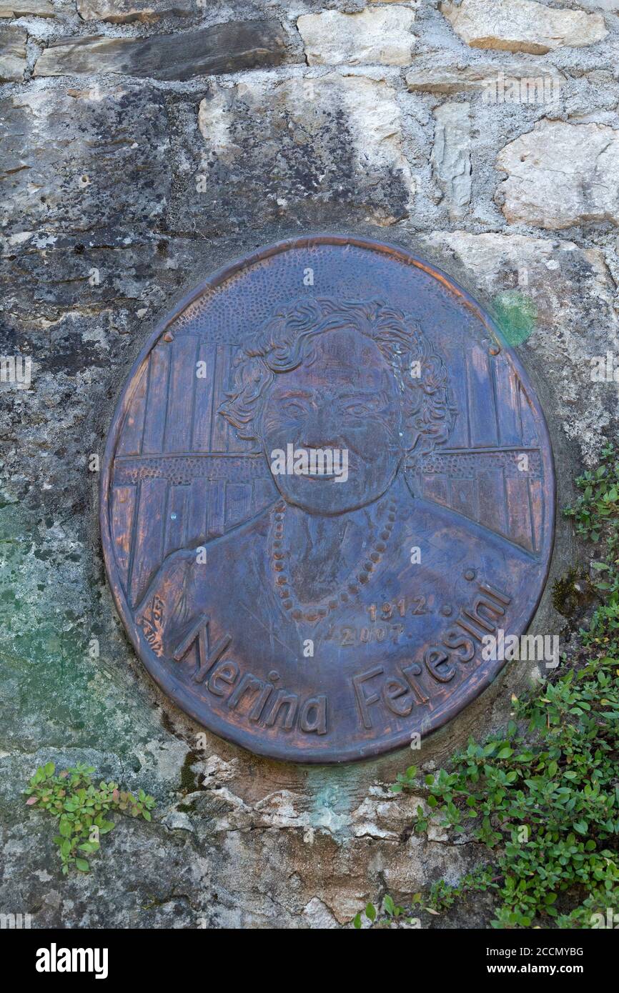 Targa commemorativa Nerina Feresini, Pazin, Istria, Croazia Foto Stock
