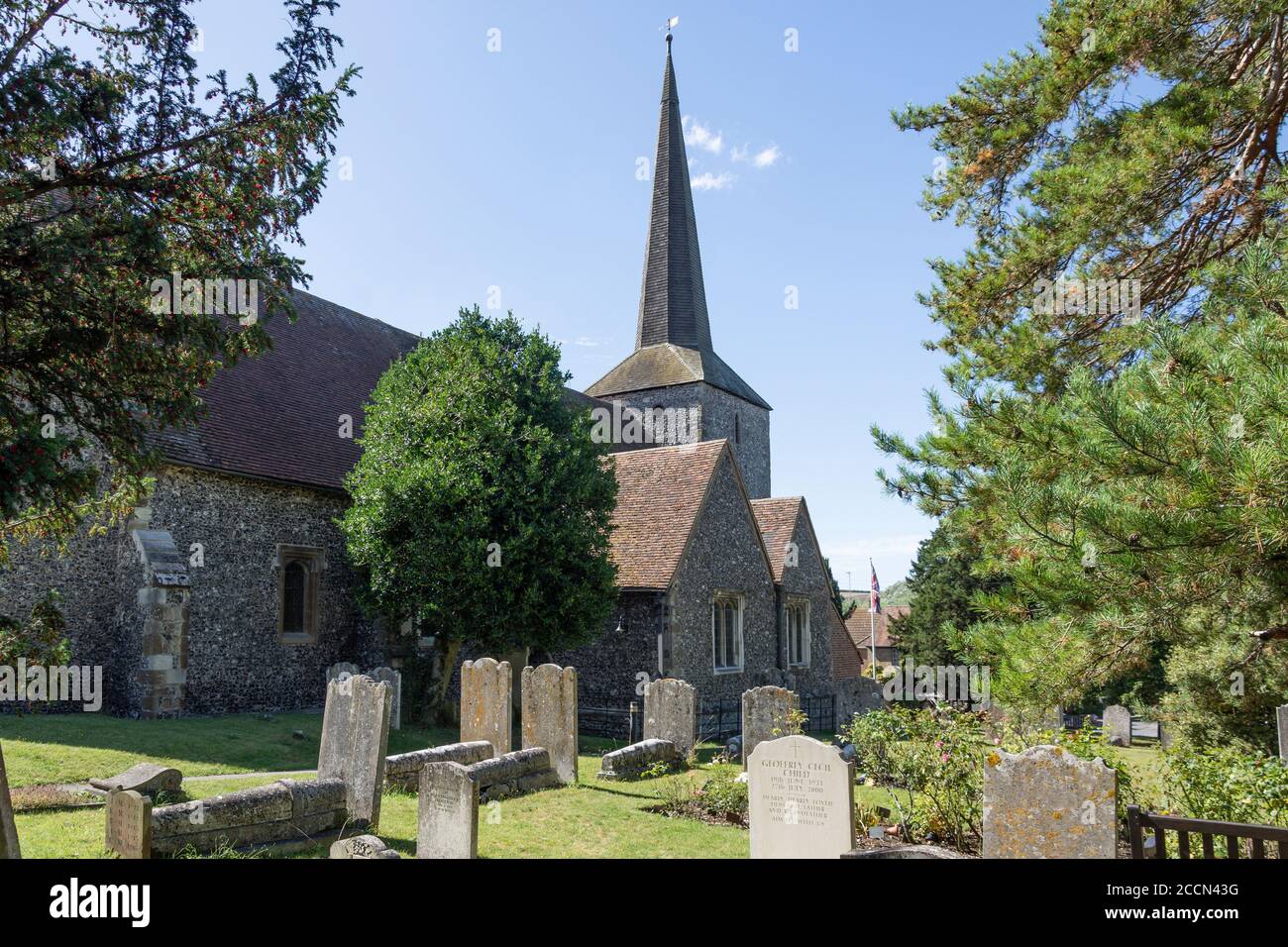 St Martin of Tours Church, High Street, Eynsford, Kent, Inghilterra, Regno Unito Foto Stock