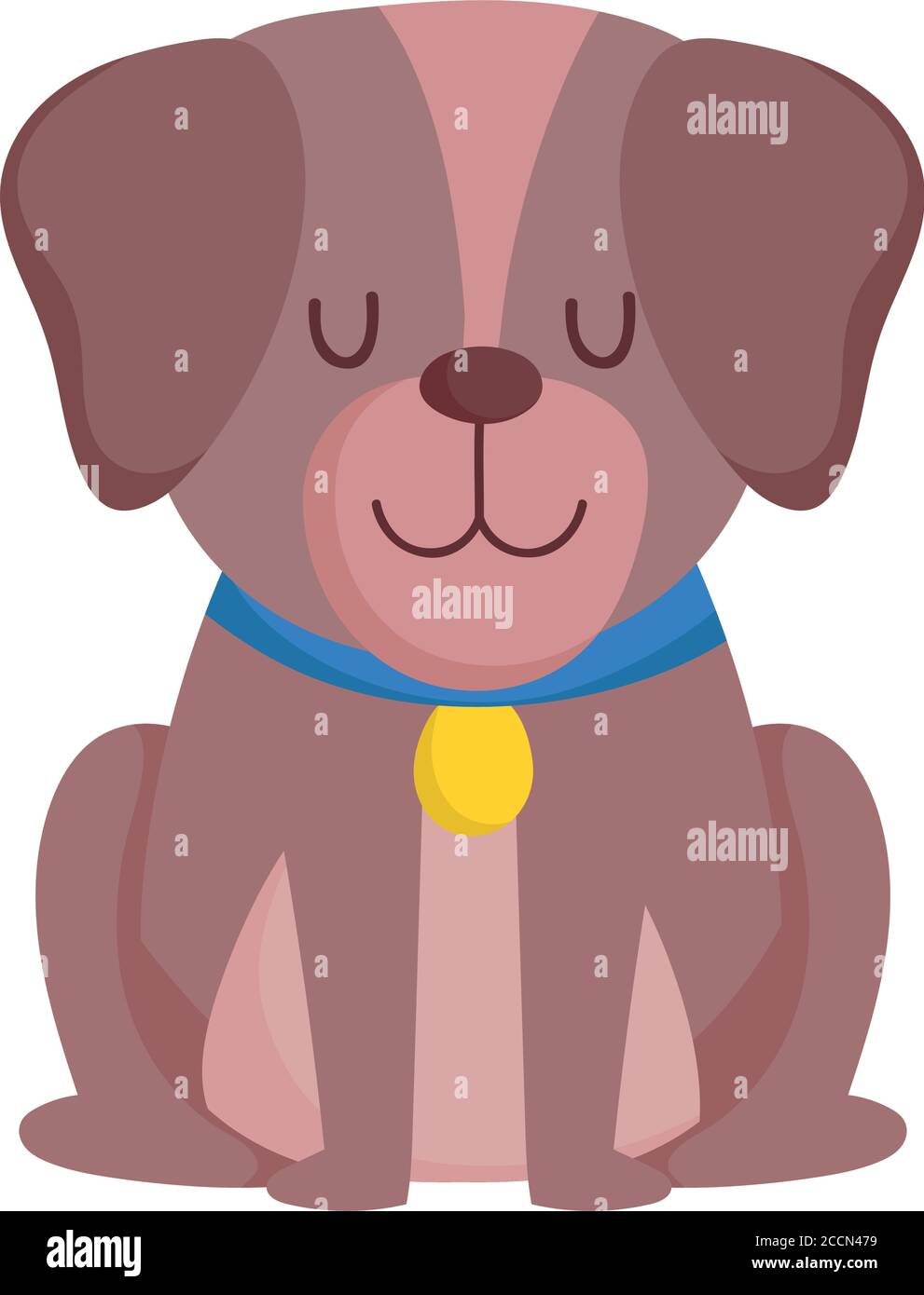 Carino Cane Piccolo Con Collare Seduto Cartone Animato Isolato Sfondo Bianco Disegno Di Illustrazione Vettoriale Immagine E Vettoriale Alamy