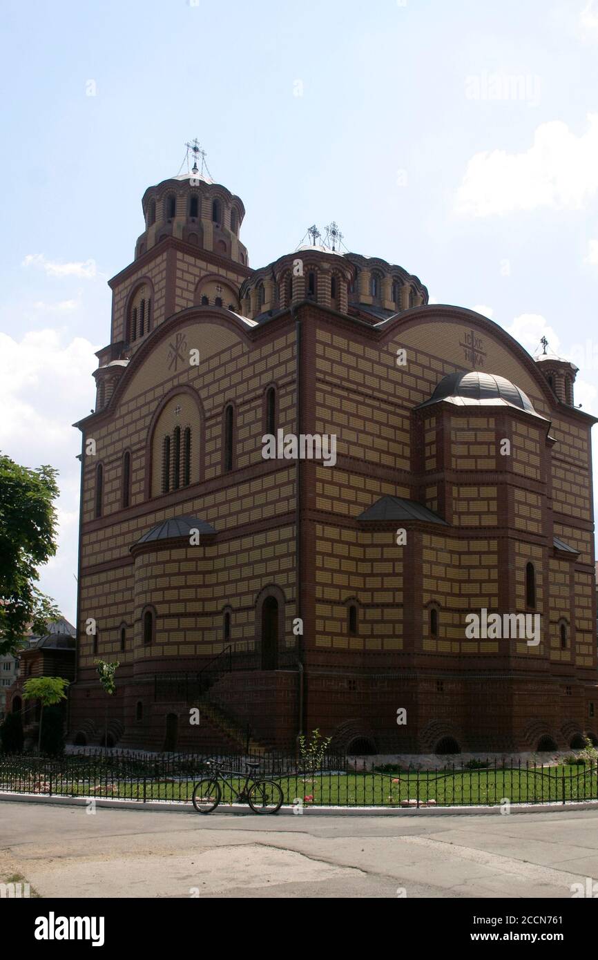 Vista esterna della chiesa ortodossa cristiana di Sant'Andrea ad Oradea, Romania Foto Stock