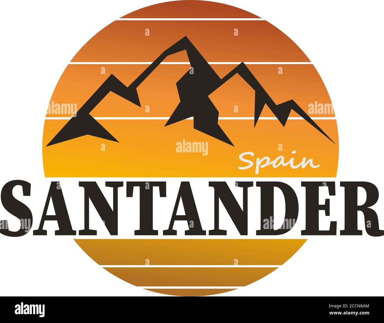 Santander Spagna City Travel. Logo di design vettoriale. Sfondo bianco Illustrazione Vettoriale
